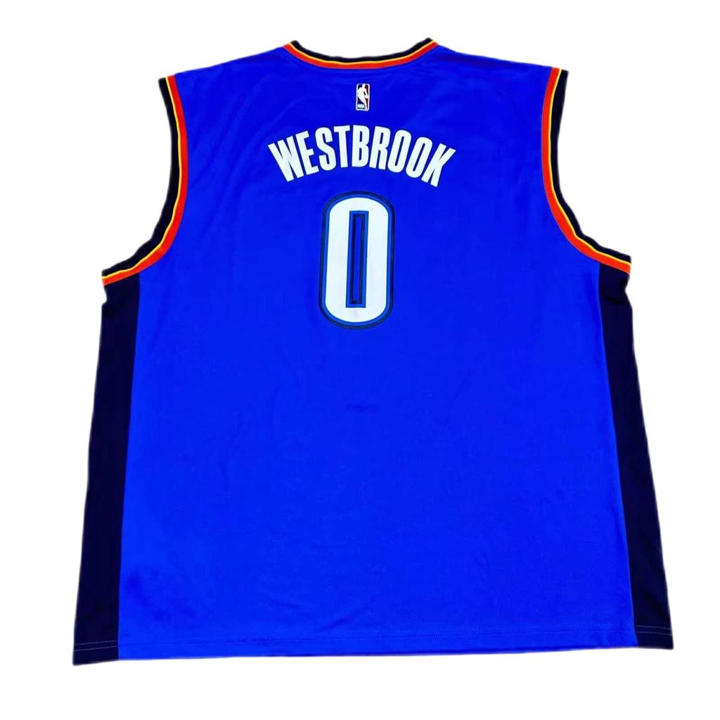 Adidas X NBA Collaboration Oklahoma City Thunder Russell Westbrook 0 Away V-Neck Sleeveless Basketball Jersey Unisex Jersey Blue 7818A-3CB-AEB1071