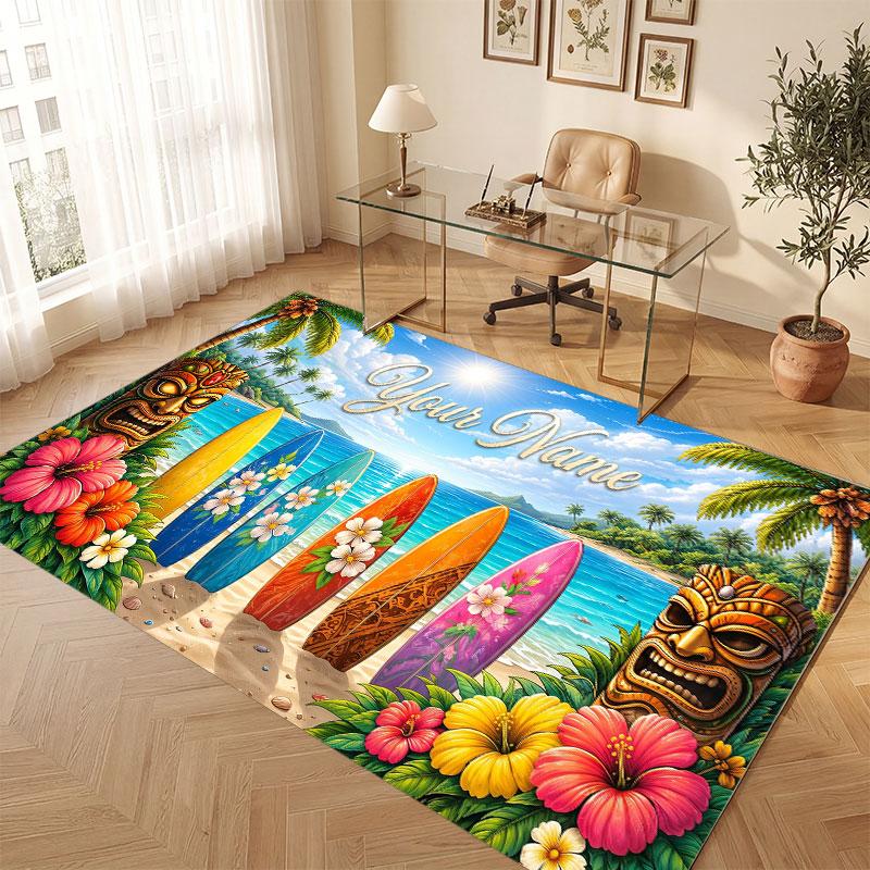 Nature Library Travel Theme Crystal Velvet Floor Rug Personalized Custom Name Text Warm Carpet Home Decoration