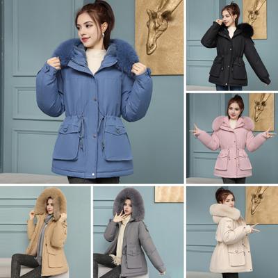 Manteau d'hiver épais en peluche pour femme, capuche, manches longues, poches, cordon de serrage, taille, fermeture éclair