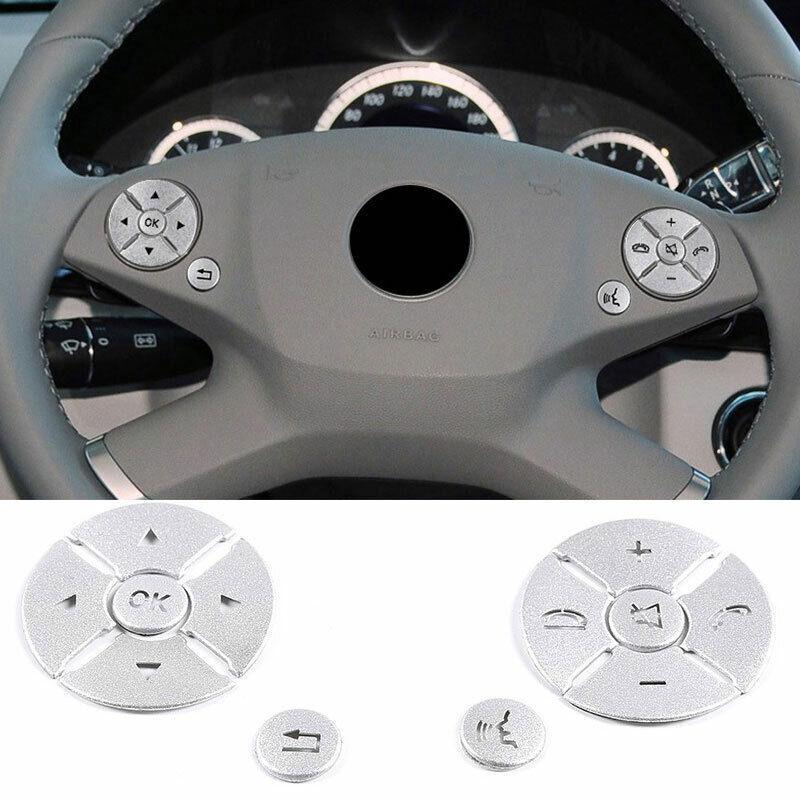 Silver Aluminum Front Steering Wheel Frame Cover Trim For Benz C-Class 2008-2010
