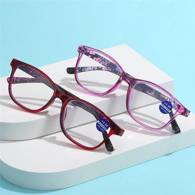 Printed Anti-Blue Light High-Definition Unisex Chinese Style Square Frame Reading Glasses