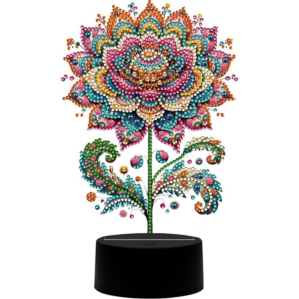 Blumen Tier Diamantmalerei Nachtlicht Acryl DIY Diamantmalerei Tischlampe für Schlafzimmer Wohnzimmer Heimbüro