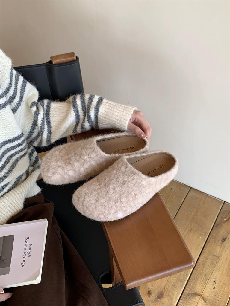 Thick-soled Half-slippers, Women's Height Increases In Spring and Autumn, Small People Wear Lazy People with Pants, Bag Head Suede Boken Shoes