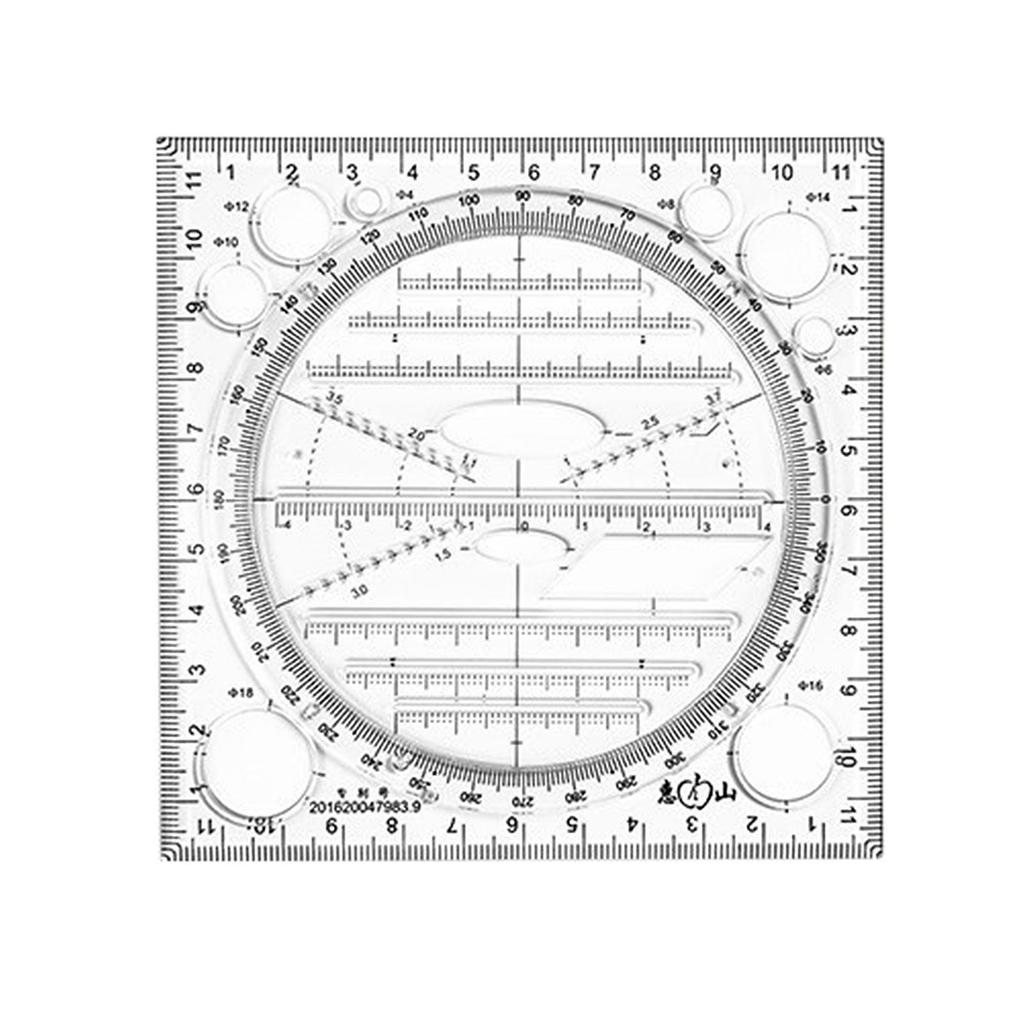 Versatile Geometric Round Drawing Ruler Table for Drafting Student Template Measuring