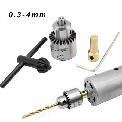 Micro Motor Drill Chuck Clamping Range 0.3-4mm Taper Mounted Mini Drill Chuck With Chuck Key 3.17mm Brass Electric Motor Shaft