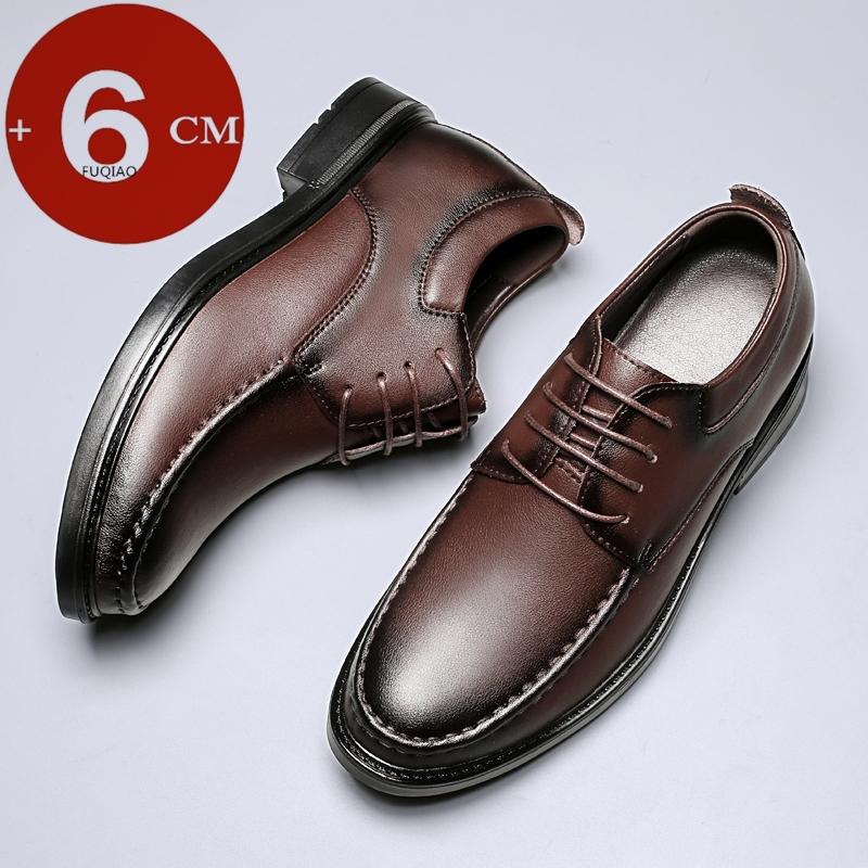 Gentleman 6cm Invisible Height Increasing Leather Shoes Men Business Casual Formal Dress Elevator Shoes for Wedding Office Party