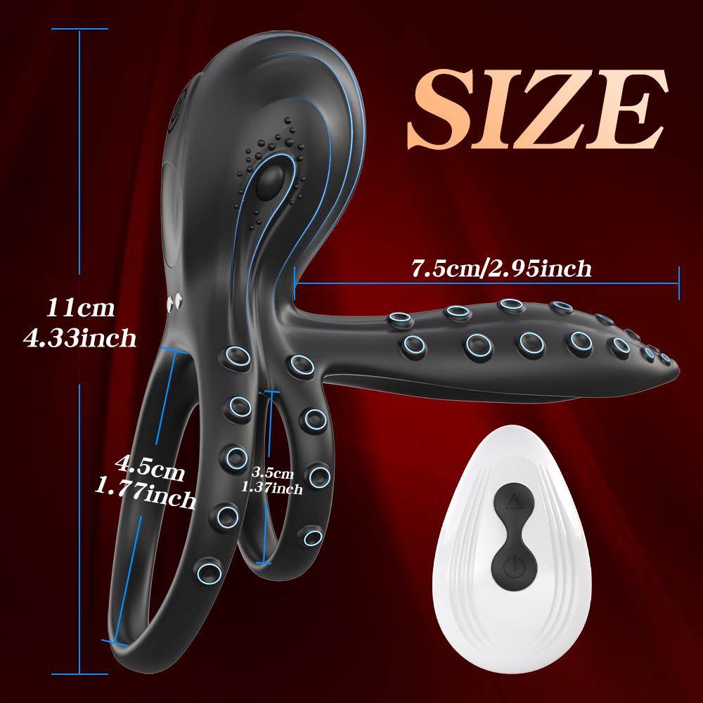 Anel de Trava Polvo Plug Anal Vibratório Massageador de Próstata Anel de Manga Vibradores para Homens Retardar a Ejaculação Controle Remoto Anel Peniano Brinquedo Sexual para Homem +18