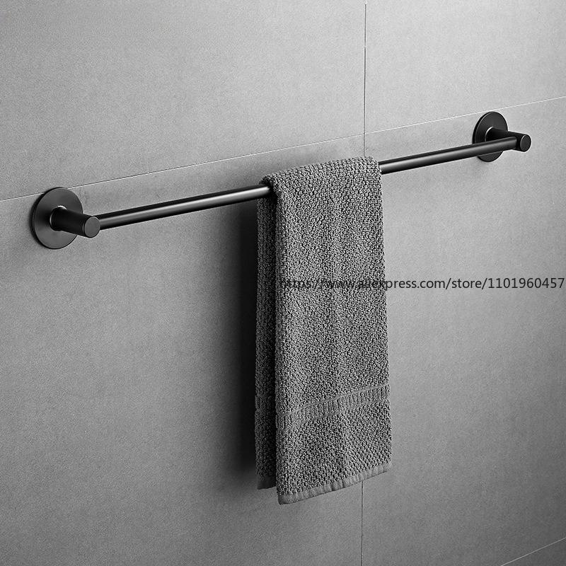 No Punching Space Aluminum Towel Rack Towel Bar Single Bar Toilet Hanging Bar Hanging Towel Hanger Bathroom Pendant White