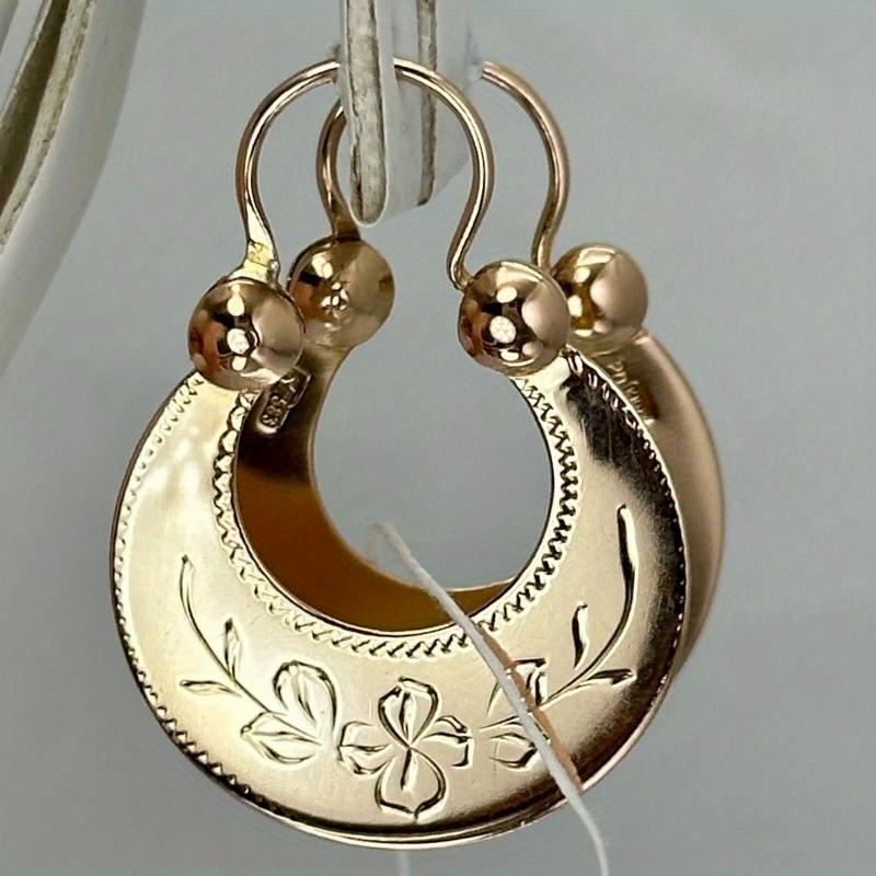 Vintage Craftsman Hand Carved Textured Elegant Women'S Hoop Earrings for Daily Wear Christmas All Seasons Vacation Occasion