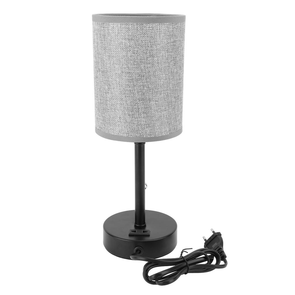 LED Table Lamp Fabric Lampshade USB A and USB C Port Zipper Switch Bedside Lamp for Living Room Bedroom Office
