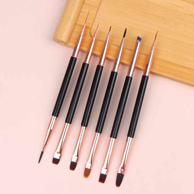 Double Ended Nail Art Brush for Manicure Drawing Design DIY Tool Professional Salon Painting Pen Easy Control for Acrylic Gel
