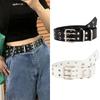 Punk Casual Leather Belt with Star Eyelets - Double Row Women's Fashion Accessory