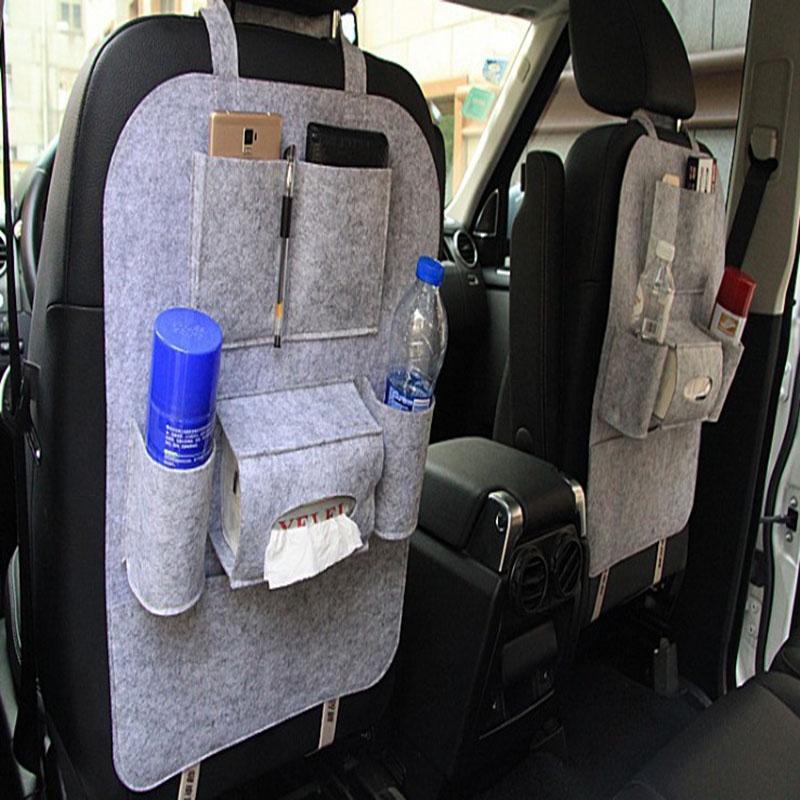 Elegant Black Auto Car Seat Back Organizer With Multi-pocket Storage For Effortless Organization