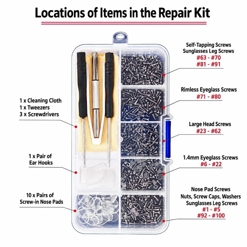 500Pcs with Screws Nose Pads Screwdriver Nuts Eyeglass Nose Pads Screw-In Kit  for Glasses