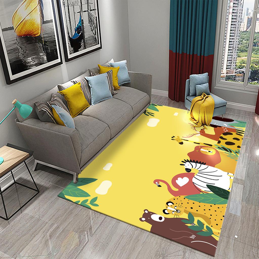 Cartoon Zoo Carpet Cute Animal Flower Rugs Kids Boys Bedroom Non-slip Play Area Mats Home Living Room Kitchen Decor Floor Mat