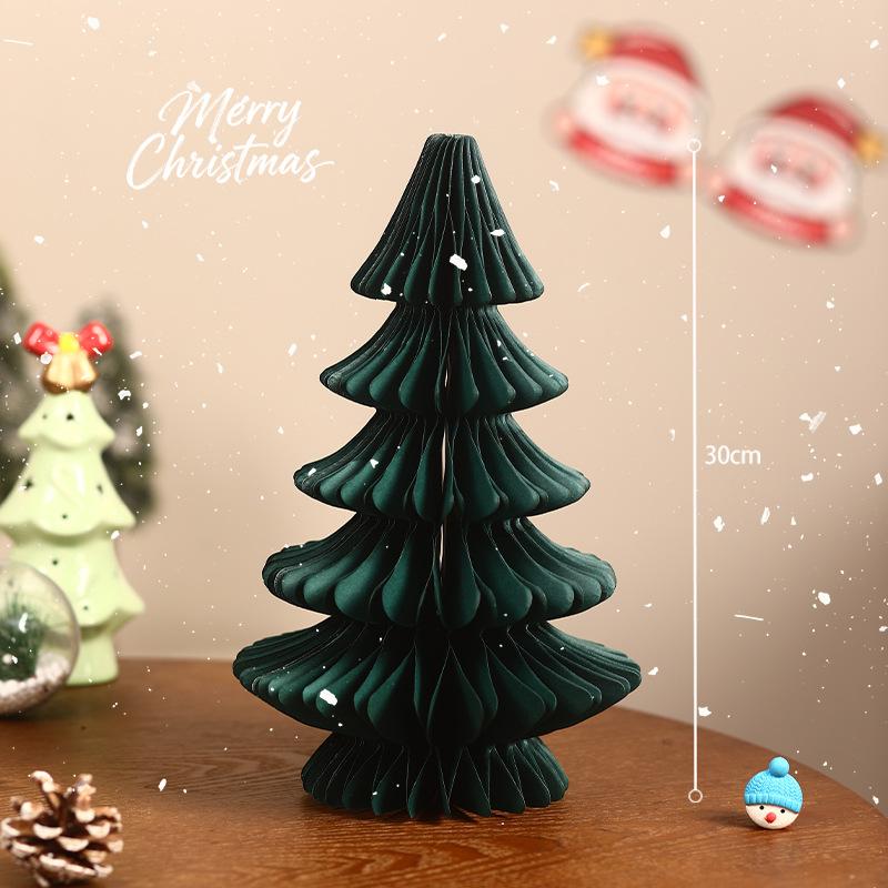 Büyük Yılbaşı Ağacı Süsü 3D Petekli Top Katlanabilir Kağıt Xmas Ağacı Navidad Dekorasyonları Masaüstü Asılı Xmas Dekor