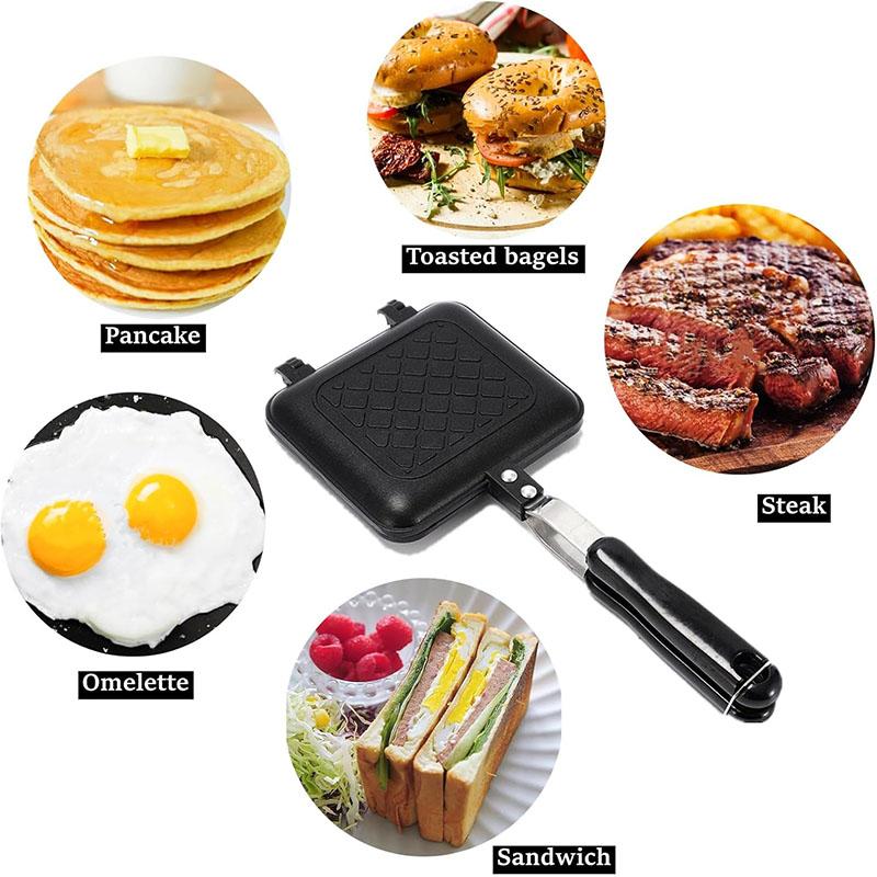 Sandwich Maker Grilled Sandwich Panini Maker Pan with Non-Stick Plates Stovetop Toasted Sandwich Maker Aluminum Flip Pan JT