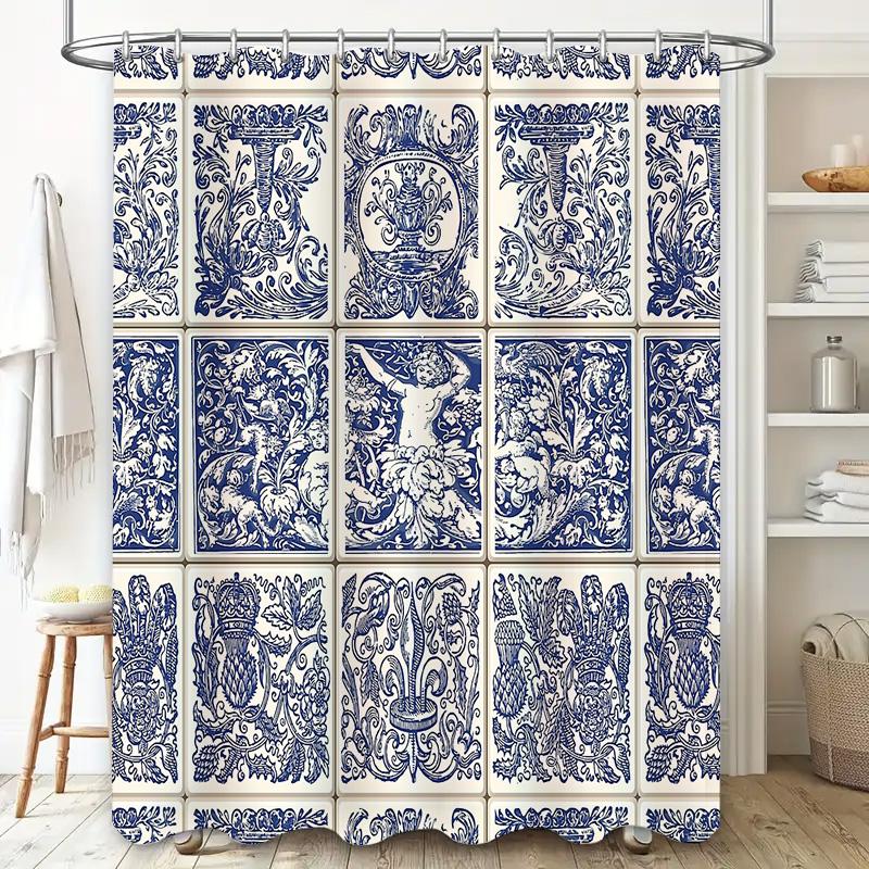 Vintage Floral Shower Curtain Botanical Print Waterproof Bathroom Decor Farmhouse Rustic Patterned Fabric Shower Liner