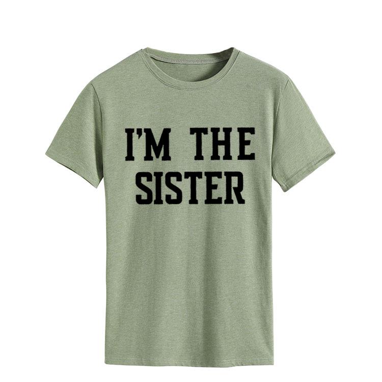 "I'M THE SISTER" Letter Print Women's Short-Sleeve T-Shirt - European & US Style Cross-Border Fashion.