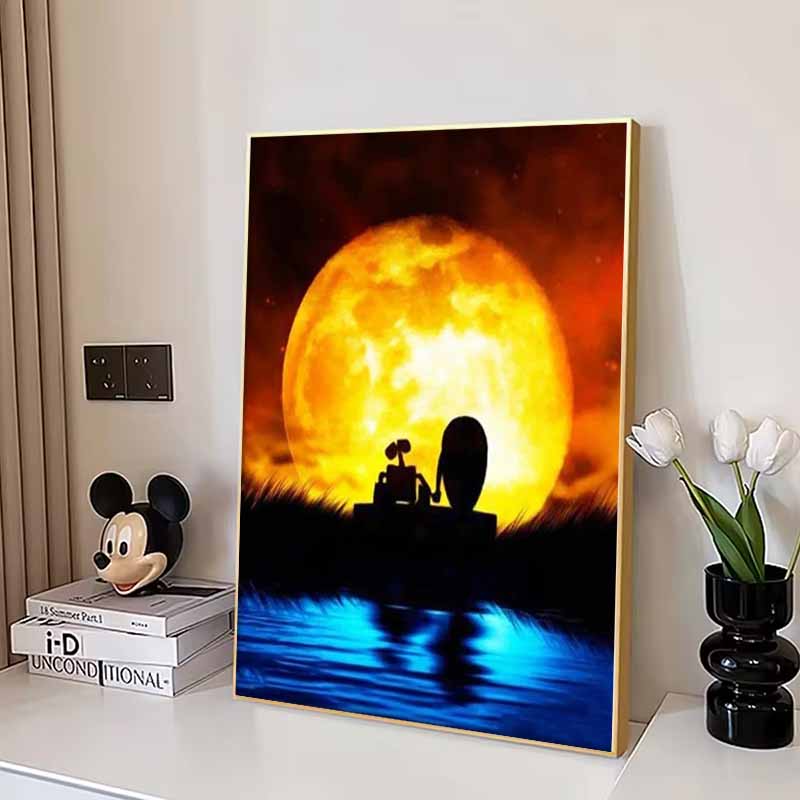 Disney Diamond Painting WALL E  EVE Silhouette Romantic Illustration Mosaic Handmade Hobby DIY Gift Home Decoration Embroidery