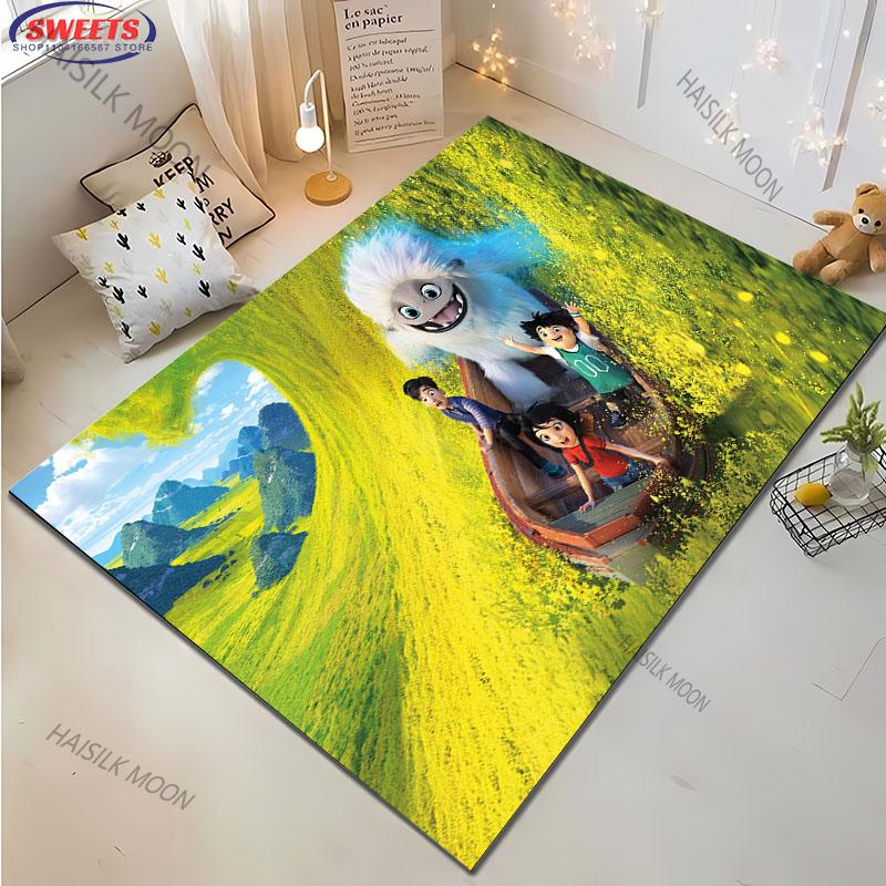 1PC A-Abominable Cute Burnish Cartoon Carpet Living Room Bedroom Sofa Large Area Decorative Mat Kids Play Soft Non-slip Rug Gift