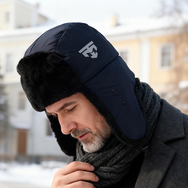 Winter Cap Men Women Velvet Thick Bomber Hat Outdoor Cycling Cap Warm Ear Protection Cold Ski Cap