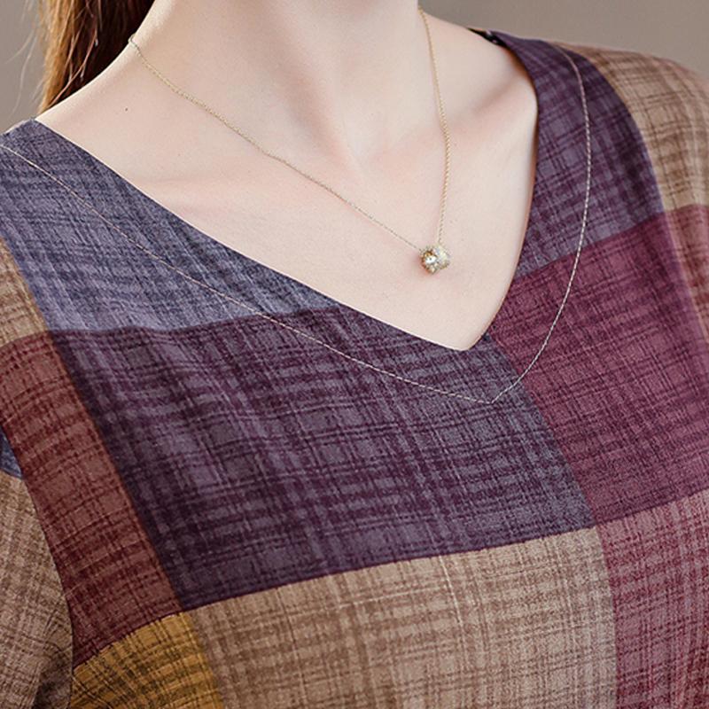 Langes Kleid mit Vintage-Print für Damen in Übergröße, lässiges kurzärmliges Sommerkleid mit Gürtel, Damenbekleidung mittleren Alters