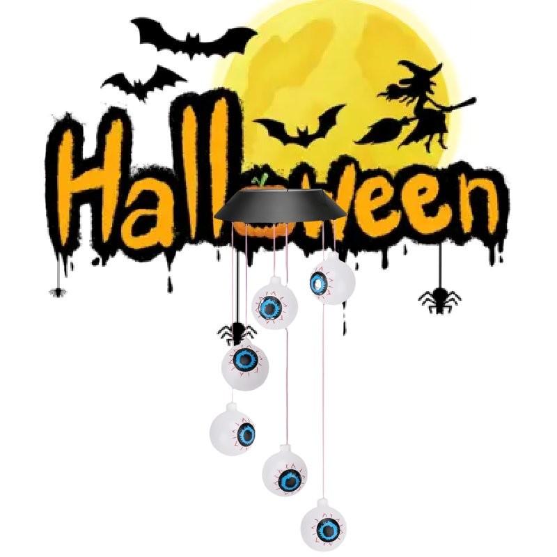 Enchanting Solar Led Wind Chime Light Featuring Pumpkin And Skull Ghost Eye For Outdoor Decor