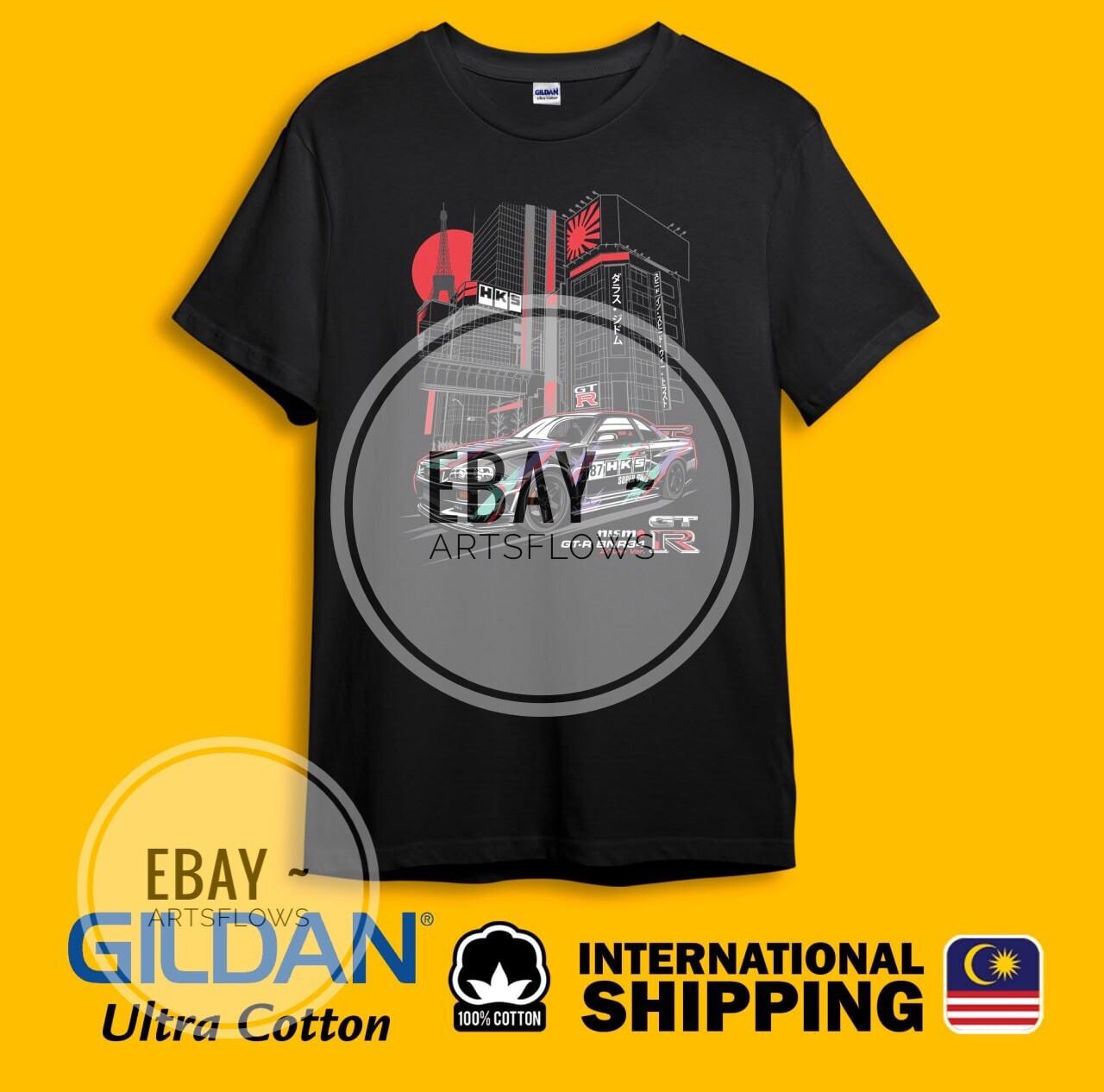 Skyline GTR34 Rising Sun Car JDM Wheels Black Heavy Cotton Size S3XL T-shirt M