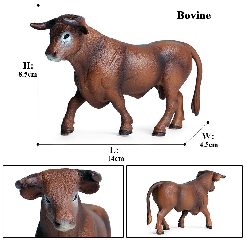 Oenux Farm Animals Bullfighting Cowboy Simulation Poultry Cattle Calf Bull OX Action Figures Collection Pvc Model Toy Kids Gift
