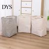 Easy Clean Laundry Hamper Basket with Wooden Handles, Cotton And Linen Large Portable Dirty Clothes Container Basket, Storage Space Saving Foldable