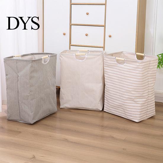 Easy Clean Laundry Hamper Basket with Wooden Handles, Cotton And Linen Large Portable Dirty Clothes Container Basket, Storage Space Saving Foldable