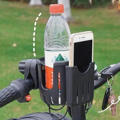 2In1 Motorcycle Stroller Cup Holder Bike Adjustable Easy Install Cup Holder With Phone Stand Bracket Black 360 Degree Rotation