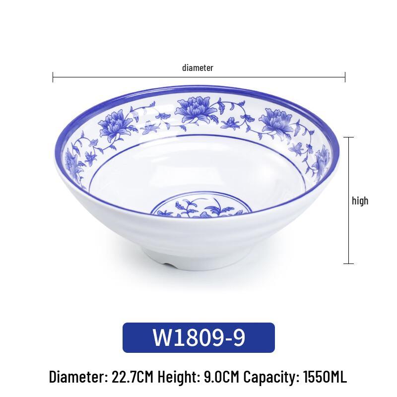 Chinese Style Melamine Blue and White Douli Bowl