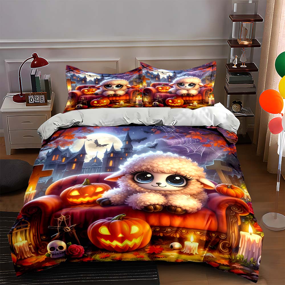 

Pumpkin-themed sheep Bedding Duvet cover sets Duvet covers Pillowcases gifts (1 * Duvet Cover 2 * Pillowcases, without duvet insert) 135x200cm
