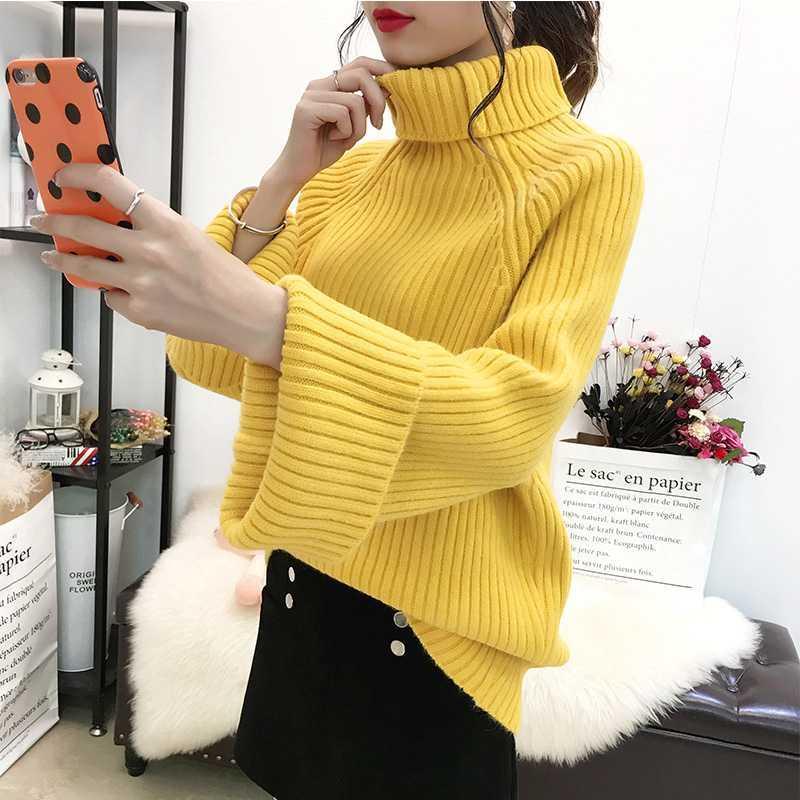 Autumn Winter Fashion Turtleneck Long Sleeve Solid Sweaters Women's Clothing Casual All-match Simplicity Bottoming Shirt Tops