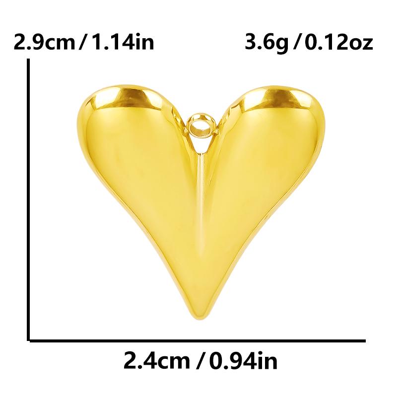 Personality 5pcs/Lot Stainless Steel Heart Pendants For Jewelry Making Supplies 18k Real Gold Plated Love Charm Pendant Findings