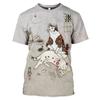 Uomo Donna Top Samurai Cartoon Animal 3D Printing Tees T-shirt streetwear a maniche corte fresca stile Harajuku divertente quotidiana