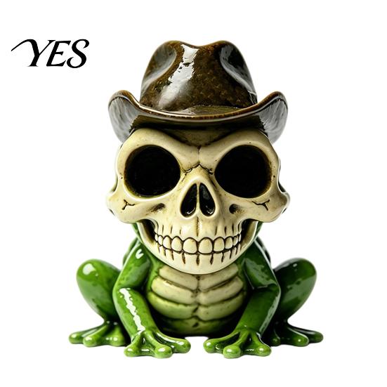 Bedroom Resin Ornament Halloween Skull Frog Figurine, Small Sculpture, Collectable Spooky for Home Office Table Shelf Decor Durable