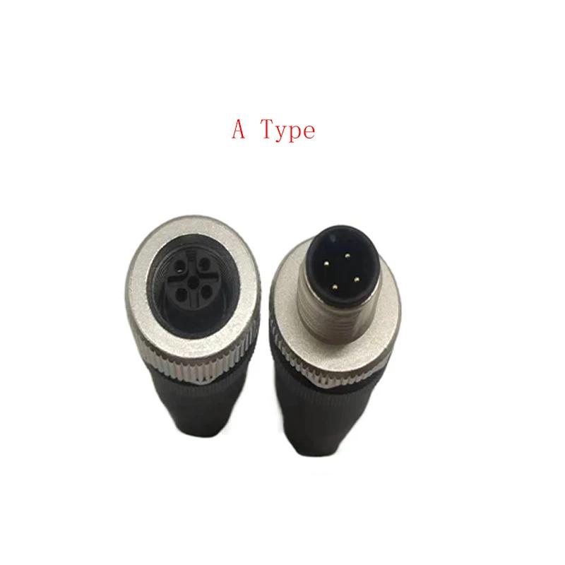 Waterproof IP67 A B D Type LED Sensor Weldless M12 3 4 5 8 12 Pin Aviation Connector Straight/Curved Male Female Plug Screw Lock