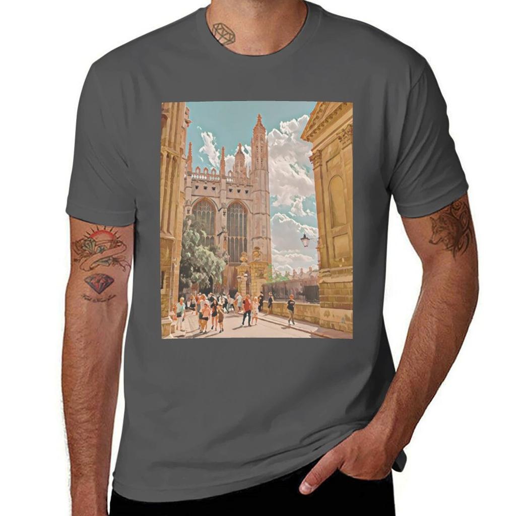 Kings College Cambridge Tshirt Basic Casual Short Sleeve Cotton Shirt Tshirt
