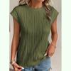 Women's Fashion Tops Round Neck Ultra Short Sleeve Solid Color Summer T-Shirt
