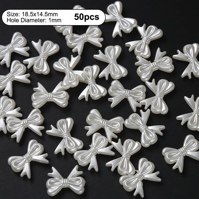 50Pcs 11Mm Acrylic Imitation Pearls Cartoon Bowknot Suitable For Making Bracelet Necklace Needlework Diy Accessories