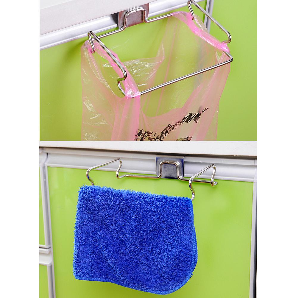 Unique Door Back Garbage Bag Rack Home Cabinet Rag Hanging Rack Household Kitchen Tool