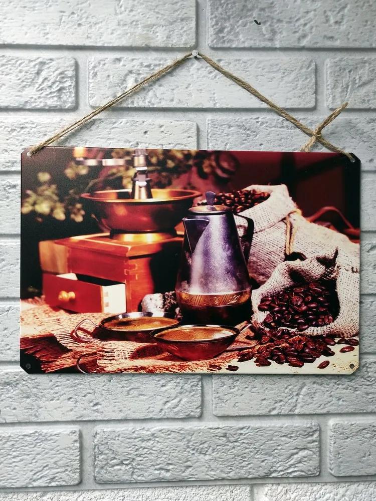 Coffee Lovers Metal Wall Art, Vintage Kitchen Cafe Poster Decor