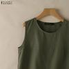 ZANZEA Women Casual Round Neck Solid Color Sleeveless Dress