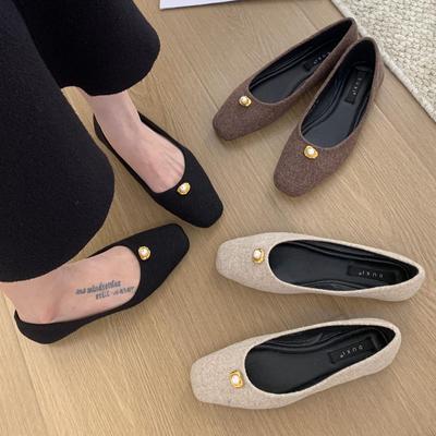 Nauji plokštapadžiai moteriški batai Elegantiški kvadratiniu priekiu perliniu sagtimi aukštakulniai Patogūs loaferiai Minkšti padai įsispiriami Laisvalaikio batai Ponios darbo batai