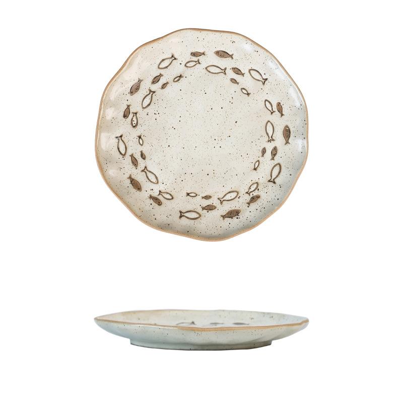 Japanese coarse Tao Pan, color plate, household tableware, high-grade pasta plate, ceramic tableware.