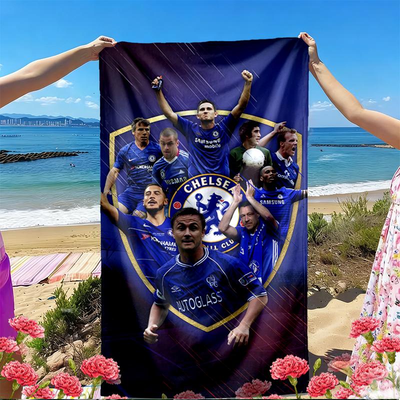Chelsea F.C. Aufdruck Strandtuch, Vielseitiges Leichtes Saugfähiges Strandtuch für Pool, Surfen, Yoga, Badezimmer, Perfektes Geburtstags- oder Urlaubsgeschenk