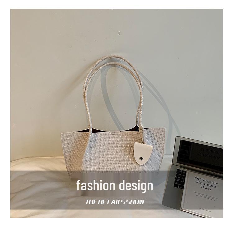 Versatile Woven Texture Women's Tote Bag 2026 - Large Capacity, High-End Casual Handbag